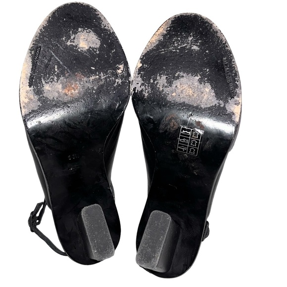 Alexander Wang Black Leather Cole Peep Toe Slingback Mule Sandals - Picture 7 of 8